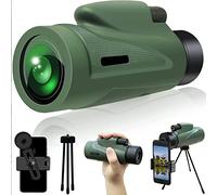 Monocular Telescope,HD 10x50 High Power Prism Monocular Holder Waterproof Monocular Telescope with Smartphone Adapter Tripod,for Bird Watching Hunting Camping Travelling Wildlife Scenery (Green)