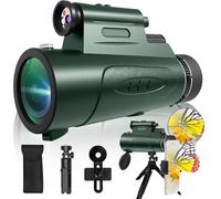Monocular Telescope with Lights HD Monoculars 80x100 for Adults High Powered Monocular for Hunting with Smartphone Holder & Tripod, Handheld Telescope Suitable for Bird Watching Stargazing-Green