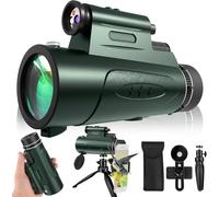 Monocular Telescope with Lights HD Monoculars 80x100 for Adults High Powered Monocular for Hunting with Smartphone Holder & Tripod, Handheld Telescope Suitable for Bird Watching Stargazing-Green
