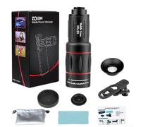 Monocular Zoom Telescope 18X 28X 36X 64X Long Range Outdoor Mobile Phone Camera Lens with Adjustable Clip Handheld Stand for Travel Hiking Camping Bird Watching(Standard 18x)