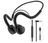 Monodeal 3.5mm & USB-C Open Ear Headphones for PC/Phone, Open Ear Wired Laptop Headset, Ultral-Light PC Headset with Crystal Clear Calls for Call Center, Conference, Skype Calls, Office