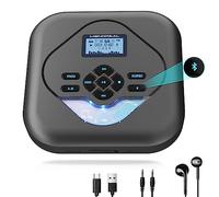 MONODEAL CD Player Portable with Speaker, 2023 Bluetooth, Built-in Burning Function, Rechargeable Speakers, Personal for Car, Anti-Skip Player, Black