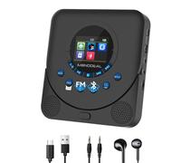 MONODEAL Portable CD Player, Dual Stereo with Rechargeable Portable CD Player, Supports TF Card, FM Receiver and Transmitter for Car with Function