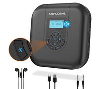 MONODEAL Retro Portable CD Player with Bluetooth & Speakers for Home Black | FM Transmitter, Rechargeable 1800mAh Player for Car and Home with LED Screen
