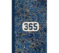 Monogram 365 Day Journal Marble Notebook (Blue Ginger Edition): Blank Lined Notebook Diary for One Year Projects: Page A Day, for Any Year End, with Custom Fill-In Dates, Tracker, & Title Plate