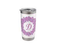 Monogram D Initial Lei Inspired Pretty Circle Design Stainless Steel Insulated Tumbler