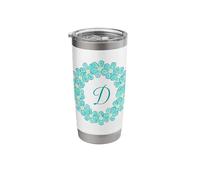 Monogram D Initial Lei Inspired Pretty Circle Design Stainless Steel Insulated Tumbler