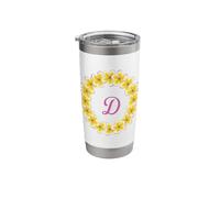 Monogram D Initial Lei Inspired Pretty Circle Design Stainless Steel Insulated Tumbler
