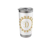 Monogram D Initial Mandala Inspired Pretty Circle Design Stainless Steel Insulated Tumbler