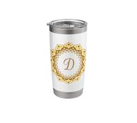 Monogram D Initial Mandala Inspired Pretty Circle Design Stainless Steel Insulated Tumbler