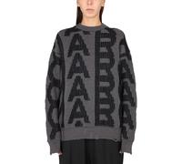 Monogram Distressed Jumper - female - Marc Jacobs - Round-neck Knitwear - Gray - M - Knitwear M