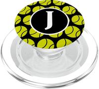 monogram initial name letter J tennis sport ball pattern art PopSockets PopGrip for MagSafe