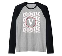 Monogram Initial Name Letter V Baseball Pattern Sport Player Raglan Baseball Tee