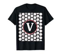 Monogram Initial Name Letter V Baseball Pattern Sport Player T-Shirt