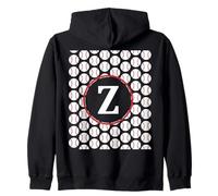 monogram initial name letter Z baseball pattern sport player Zip Hoodie
