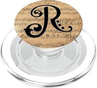 Monogram Initial of Capital Letter R on Vintage Sheet Music PopSockets PopGrip for MagSafe