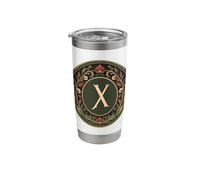 Monogram Initial X - Art Nouveau Inspired Stainless Steel Insulated Tumbler