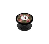 Monogram initial Y in a wreath of roses PopSockets Adhesive PopGrip