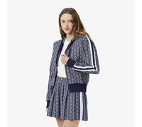 Monogram Jacquard Zip-Up Hoodie navy blue/white