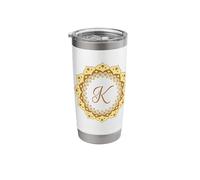 Monogram K Initial Mandala Inspired Pretty Circle Design Stainless Steel Insulated Tumbler