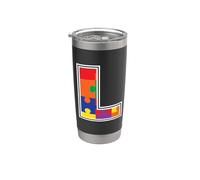 Monogram L in Multi Color Puzzle Pieces V2 Stainless Steel Insulated Tumbler