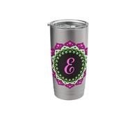 Monogram Letter E Initial Mandala Inspired for Women Men Stainless Steel Insulated Tumbler