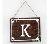Monogram Letter K Wood Wall Sign Family Last Name Initial Wooden Plaque Sign 10x12 Inch English Alphabet Monogrammed Gallery Wall Decor Rustic Wooden Signs for Home Mantel