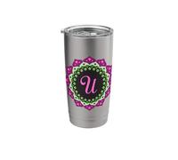Monogram Letter U Initial Mandala Inspired for Women Men Stainless Steel Insulated Tumbler