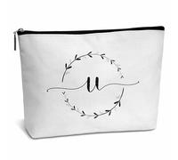 monogram makeup bag Letter Toiletry Pouch Letter Cosmetic Bag Initial Makeup Bag Wedding Graduation Christmas Birthday Gifts for Teacher Friend Bridesmaids-C01, U