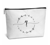 monogram makeup bag Letter Toiletry Pouch Letter Cosmetic Bag Initial Makeup Bag Wedding Graduation Christmas Birthday Gifts for Teacher Friend Bridesmaids-C01, Q