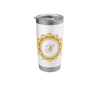 Monogram N Initial Mandala Inspired Pretty Circle Design Stainless Steel Insulated Tumbler