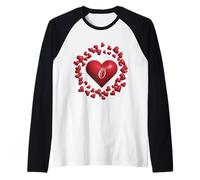 Monogram O - Heart Wreath Shape Design v2 Raglan Baseball Tee