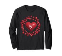 Monogram Y - Heart Wreath Shape Design v2 Long Sleeve T-Shirt