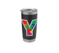 Monogram Y in Multi Color Puzzle Pieces V2 Stainless Steel Insulated Tumbler