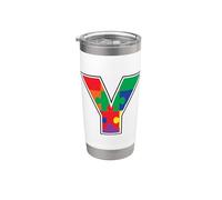 Monogram Y in Multi Color Puzzle Pieces V2 Stainless Steel Insulated Tumbler