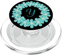 Monogram Y Initial Lei Inspired Pretty Circle Design PopSockets PopGrip for MagSafe