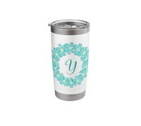 Monogram Y Initial Lei Inspired Pretty Circle Design Stainless Steel Insulated Tumbler