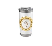 Monogram Y Initial Mandala Inspired Pretty Circle Design Stainless Steel Insulated Tumbler