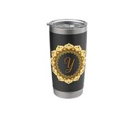 Monogram Y Initial Mandala Inspired Pretty Circle Design Stainless Steel Insulated Tumbler
