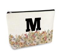 Monogrammed Gifts for Women Initial Makeup Bag Personalized Monogram Cosmetic Bag with Zipper Great Gift for Mom Teachers Friends Bridesmaids Wedding Graduation Christmas Birthday Gifts Letter M