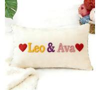 Monogrammed Pillow, Custom Wedding Monogram Punch Needle Embroidery Pillow, Personalized Embroidery Gift for Couple, Customizable Decorative Couch Bed Room Pillow Case Gifts for Kids Boy Girls