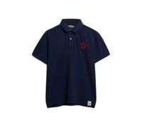 Superdry Men's Pique Monogram Polo Shirt, Darkest Navy/Red, L