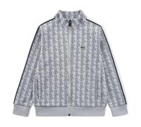 Lacoste Unisex High Neck Zipped Monogram Sweatshirt Size 6 years Light Grey