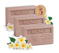 Monoï Scented Soap Bars - Enriched with Organic Shea Butter - Hydrating Hand & Body Soap - 97% Natural Ingredients - Made in Provence - 3x125g