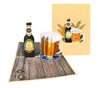 MONOJLY 3D Pop-Up Happy Birthday Cards Beer Greeting Cards with Envelope Fathers Day Postcards for Dad Husband Grandfather Men