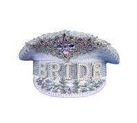 MONOJLY Rhinestone Bride Hat Military Hat Wedding Hat Halloween Party Captain Travel Taking Photo Wedding Hat Officer Hat White