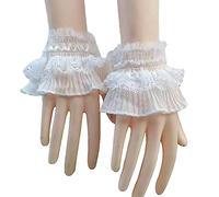 MONOJLY Sweet Ruffle Sleeves Girls Layered Wrist Cuffs for Woman Sweater Skirt Decorations Female Lace Wrist Cuffs Supplies