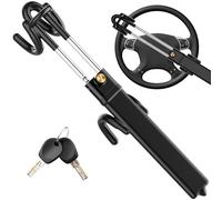 MONOJOY Steering Wheel Lock Anti-Theft Device, Heavy Duty Car Anti Theft Steering Wheel Lock for Car, Adjustable Double Hooks Antirobos para Carros Lock with 2 Keys, Fit Truck SUV Pickup Van, Black