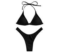 Monokini Swimsuit for Women Womens Bikini Swimsuits Sexy Cheeky Summer Beach Swimsuits V Neck Sleeveless Halter Beachwear with Brief(23#Black,M)