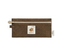 Monolike Happy and Lucky Candy Dot pen case, Brown - Slim Corduroy Style Cotton Pen Pouch, Cute Aesthetic Pastel Stationery Organizer for Office
